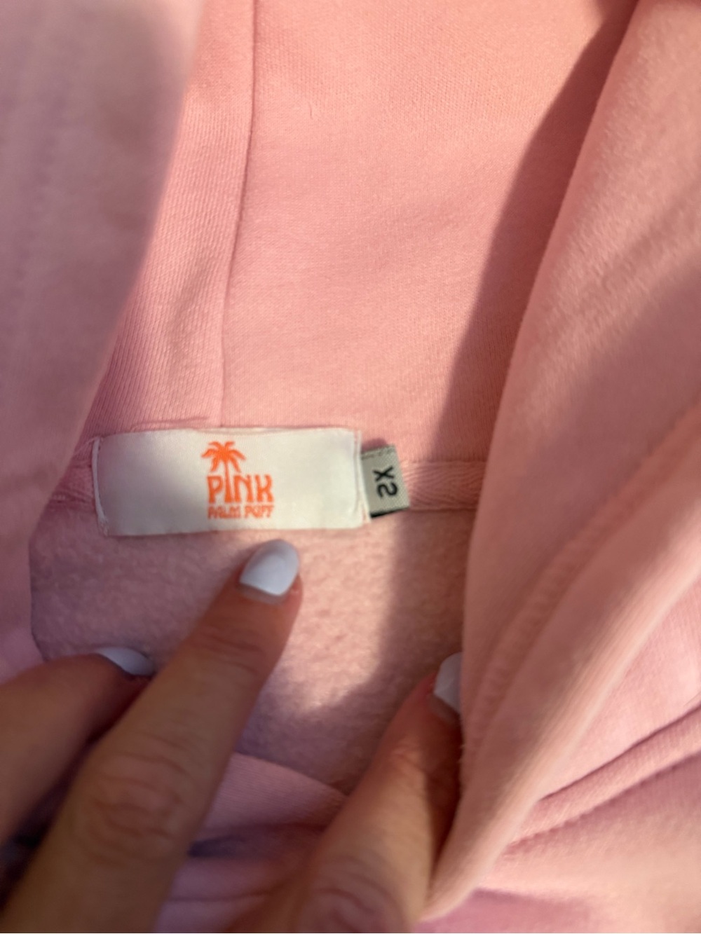 Pink Hooded Pullover Sweatshirt with Coral Palm Logo - Picture 2 of 3